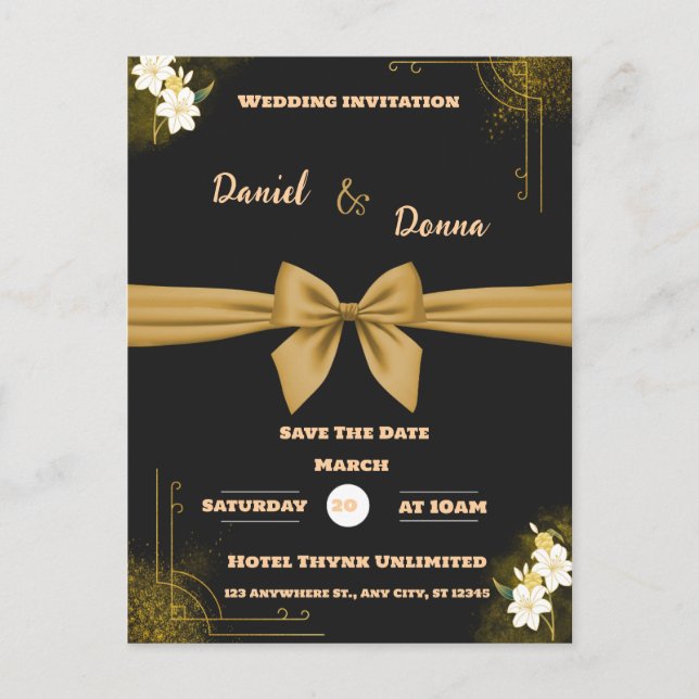 CARTE POSTALE FAIRE-PART DE MARIAGE CLASSIQUE (Devant)
