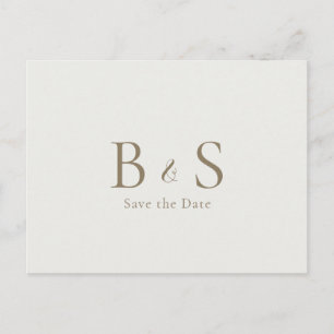 Carte Postale Faire-part de mariage Cream Gold Monogram