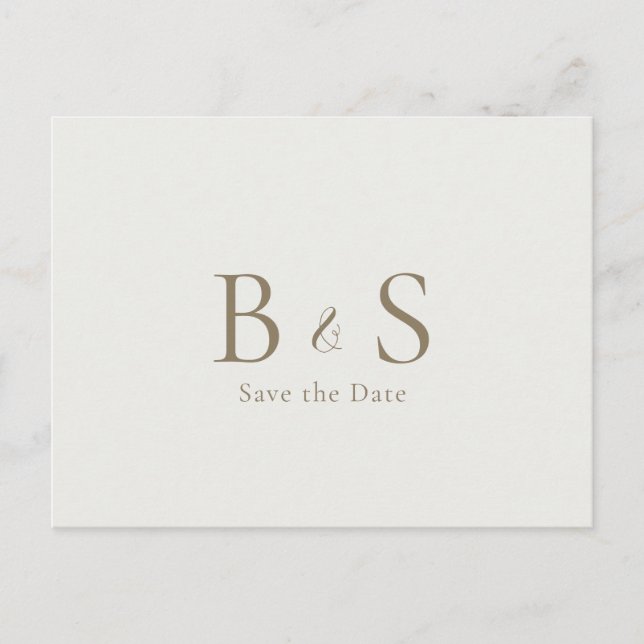 Carte Postale Faire-part de mariage Cream Gold Monogram  (Devant)
