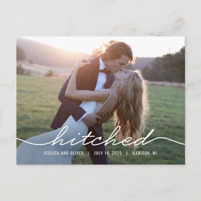 Carte Postale Faire-part de Mariage de couleur modifiable haché (Devant)