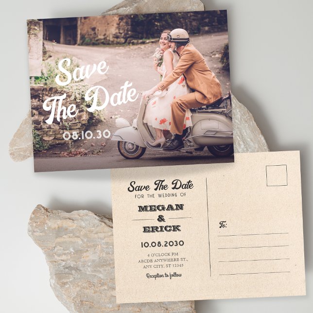 Carte Postale Faire-part de mariage de couple rétro (Créateur téléchargé)