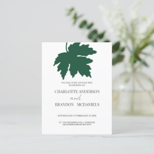Carte Postale Faire-part de mariage de feuille d'érable verte fr