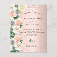 faire-part de mariage de flûte rose en or