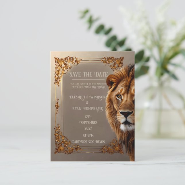 Carte Postale Faire-part de mariage de lion sauvage (Debout devant)