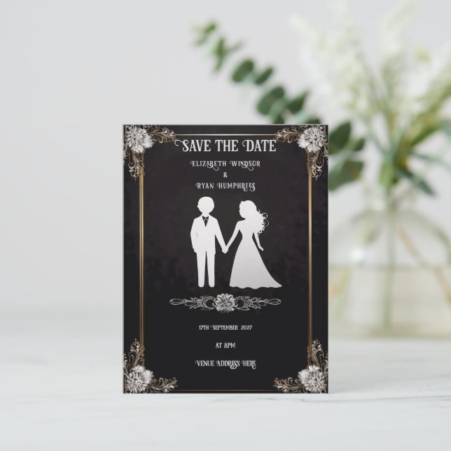 Carte Postale Faire-part de mariage de mariée et de chambre (Debout devant)