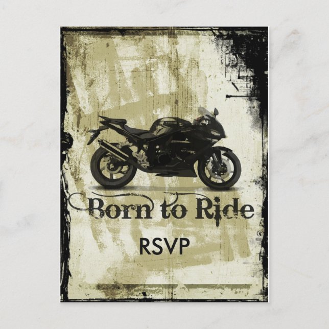 Carte Postale Faire-part de mariage de motard Grunge avec photo  (Devant)