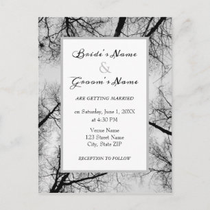 Carte Postale Faire-part de mariage des arbres monochromes