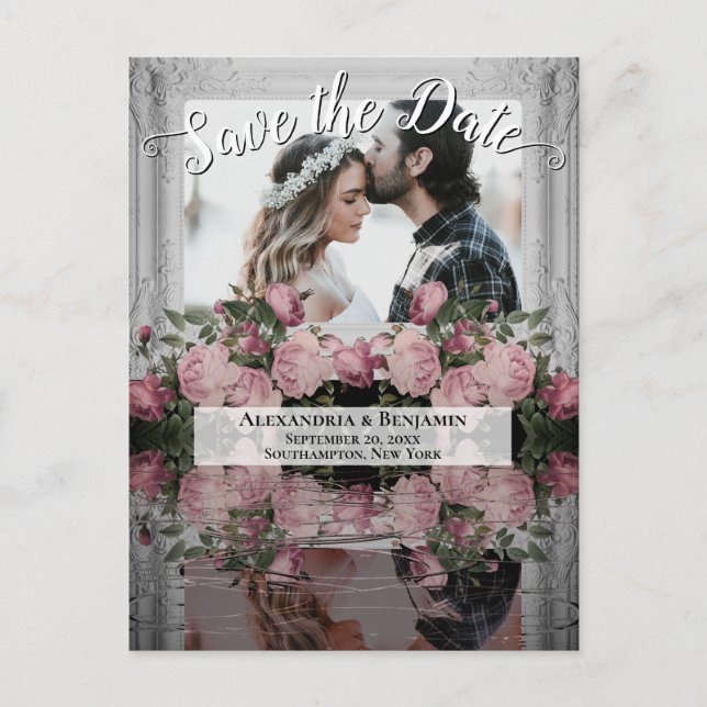 Carte Postale Faire part de mariage Dusty Rose avec reflets de f (Devant)