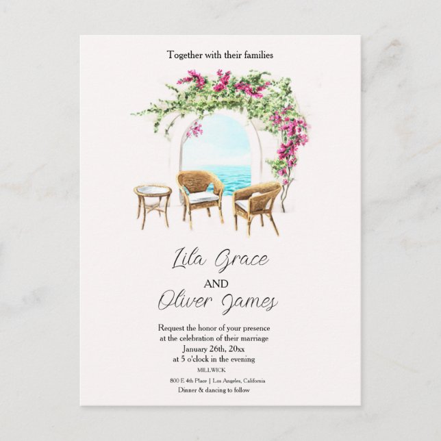 Carte Postale Faire-part de mariage Élégance Fleur en Feu (Devant)