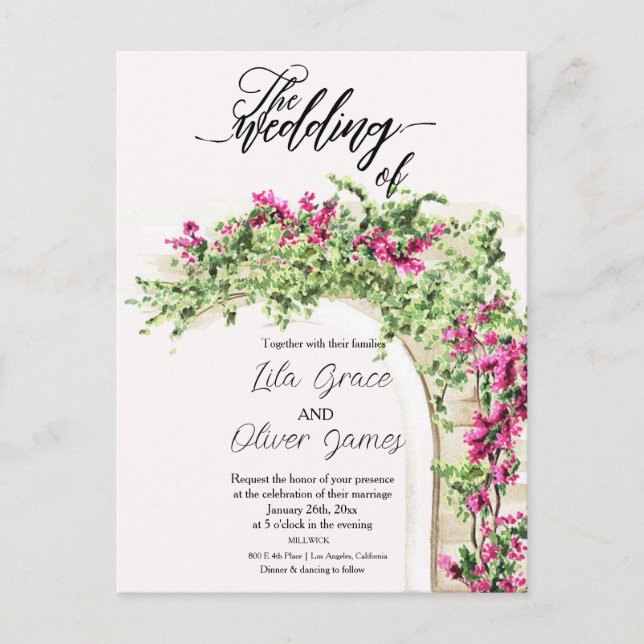 Carte Postale Faire-part de mariage Élégance Fleur en Feu (Devant)