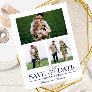 Carte Postale Faire-part de mariage élégant 3 Collage de photos