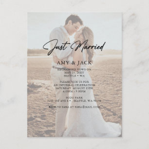 Carte Postale Faire-part de mariage élégant avec photo moderne s