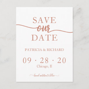 Carte Postale Faire-Part de Mariage en Calligraphie Or Rose