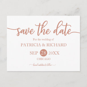 Carte Postale Faire-Part de Mariage en Calligraphie Or Rose