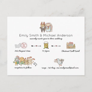 Carte Postale Faire-part de mariage en forme de gribouillis avec