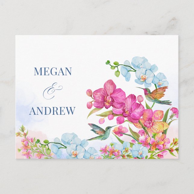 Carte Postale Faire-part de mariage floral esthétique (Devant)