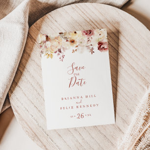 Carte Postale Faire-part de mariage floral gracieux en calligrap