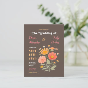 Carte Postale Faire-part de mariage floral rétro