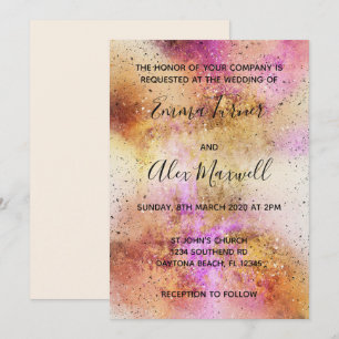 Carte postale Faire-part de mariage Gold Pink