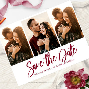 Carte Postale Faire part de mariage moderne 3 photos en collage