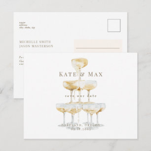 Carte Postale Faire-part de mariage moderne champagne