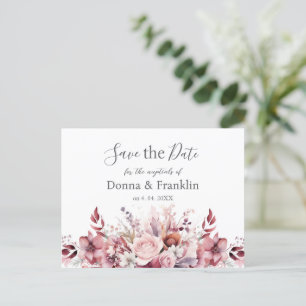 Carte Postale Faire-Part de Mariage Moderne Rose Poussiéreuse à