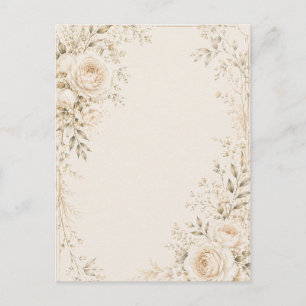 Carte Postale Faire-part de mariage neutre avec des florales raf