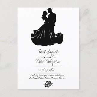 Carte Postale Faire-part de mariage noir et blanc