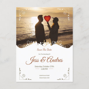CARTE POSTALE FAIRE-PART DE MARIAGE ORNAMENTALE AVEC PHOTOS