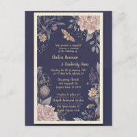 Faire-part de mariage Papillon de nuit, Rose & Cha