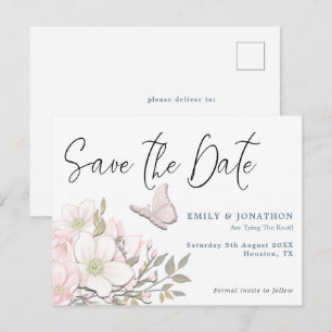 Carte Postale Faire-part de mariage Papillon Pastel Magnolias Sa