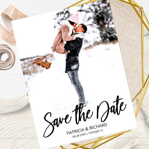 Carte Postale Faire part de mariage photo avec écriture moderne