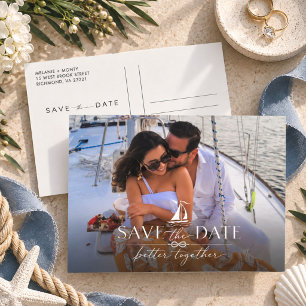 Carte Postale Faire-part de mariage photo de navigation nautique