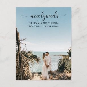 Carte Postale Faire-part de mariage photo de script simple éléga