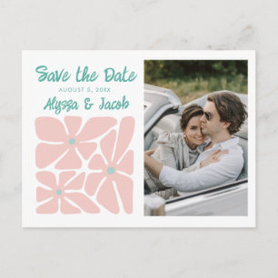 Carte Postale Faire-part de mariage photo floral rétro