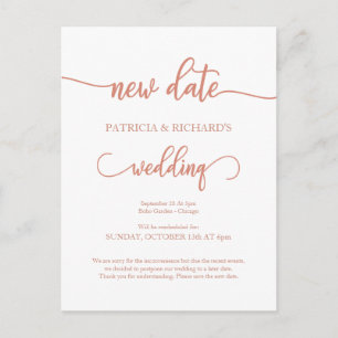 Carte Postale Faire-part de mariage reporté à nouvelle date Rose
