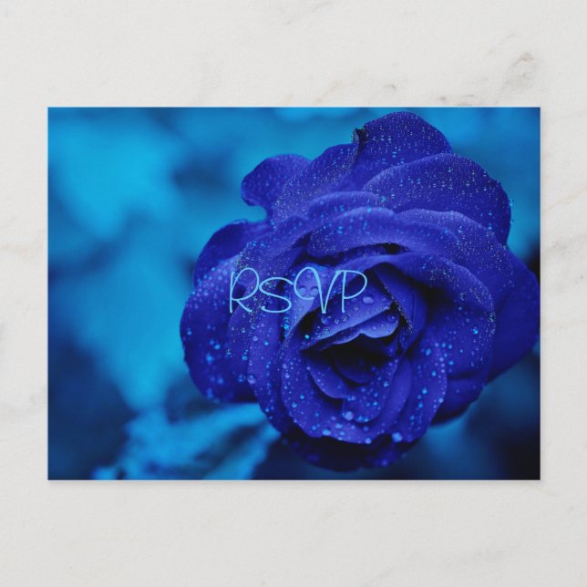 Carte Postale Faire-part de mariage Rose Bleue avec RSVP avec ph (Devant)