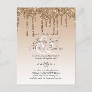 Carte Postale Faire-part de MARIAGE Rose Gold Pailleté Budget à 