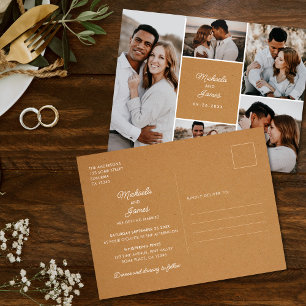 Carte Postale Faire-part de mariage rustique Kraft imitation pap