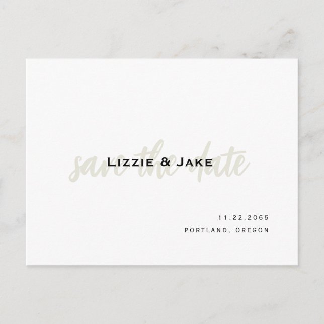 Carte Postale Faire-part de mariage simple crème et blanc modern (Devant)