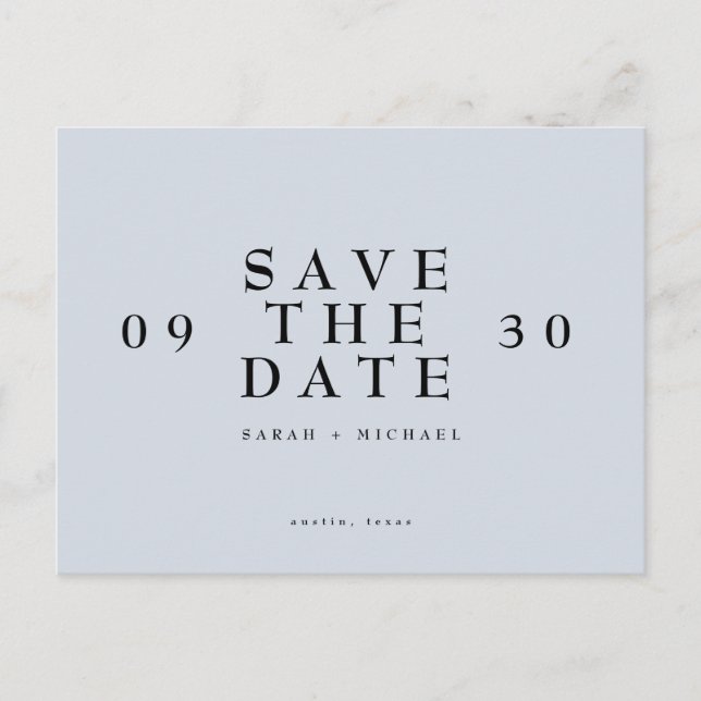 Carte Postale Faire-Part De Mariage Simplement Moderne Bleu Pous (Devant)