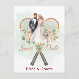 Carte Postale Faire-part de mariage Tennis Save the date