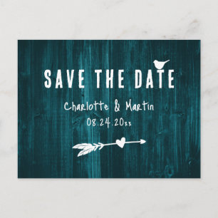 Carte Postale Faire part de mariage turquoise Bohème rustique av