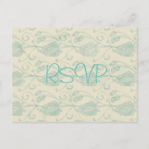 Carte Postale Faire-part de mariage vintage Paisley avec photo e