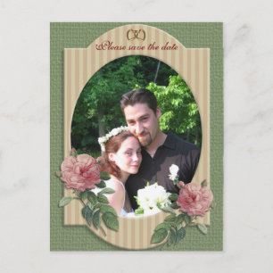 Carte Postale Faire part de mariage vintage rose pour annoncer l