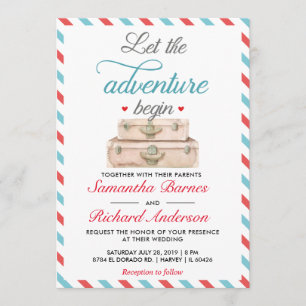 Carte postale Faire-part de mariage Voyage Rouge