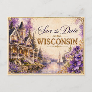 Carte Postale Faire-part de mariage Wisconsin élégant pour Sauve