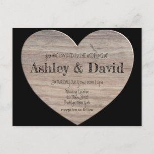 Carte postale Faire-part de mariage Wood Heart