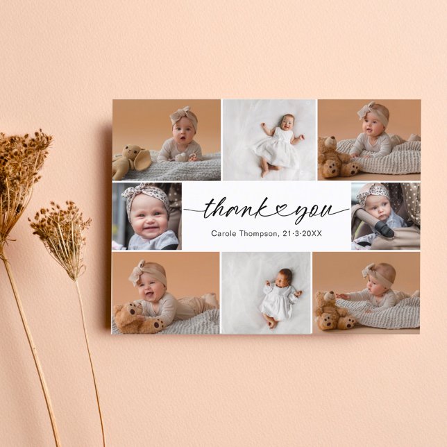 Carte Postale Faire-part de naissance avec collage de 8 photos e (Créateur téléchargé)
