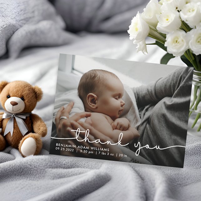 Carte Postale Faire part de naissance avec écriture Merci Bébé (Créateur téléchargé)